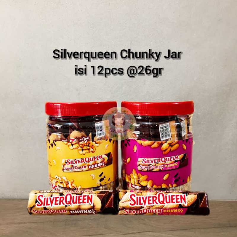 Silverqueen chunky bar cashew almond 26 gram jar 12 pcs per toples (ds bgr)