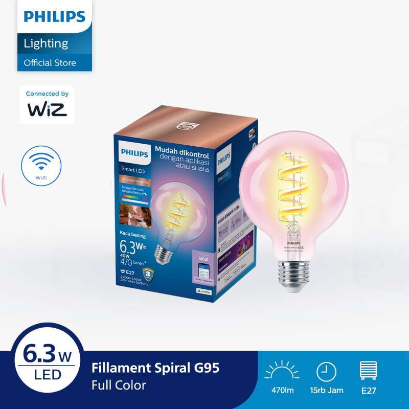 Paket Philips lampu Smart Wifi LED G95 E27 Tunable Color