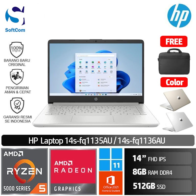 Promo HP 14s Fq1135AU Fq1136AU Notebook Ryzen 5 5500U 8GB 512GB SSD 14 promo-hp-14s-fq1135au-fq1136au-notebook-ryzen-5-5500u-8gb-512gb-ssd-14