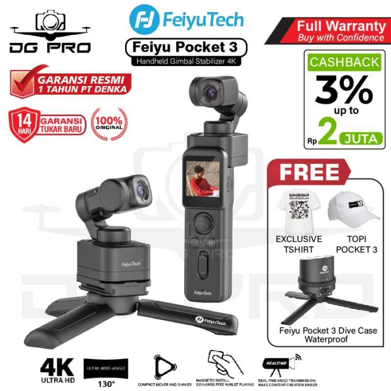 Feiyu Pocket Handheld Gimbal Stabilizer Axis Action Camera 4K RESMI