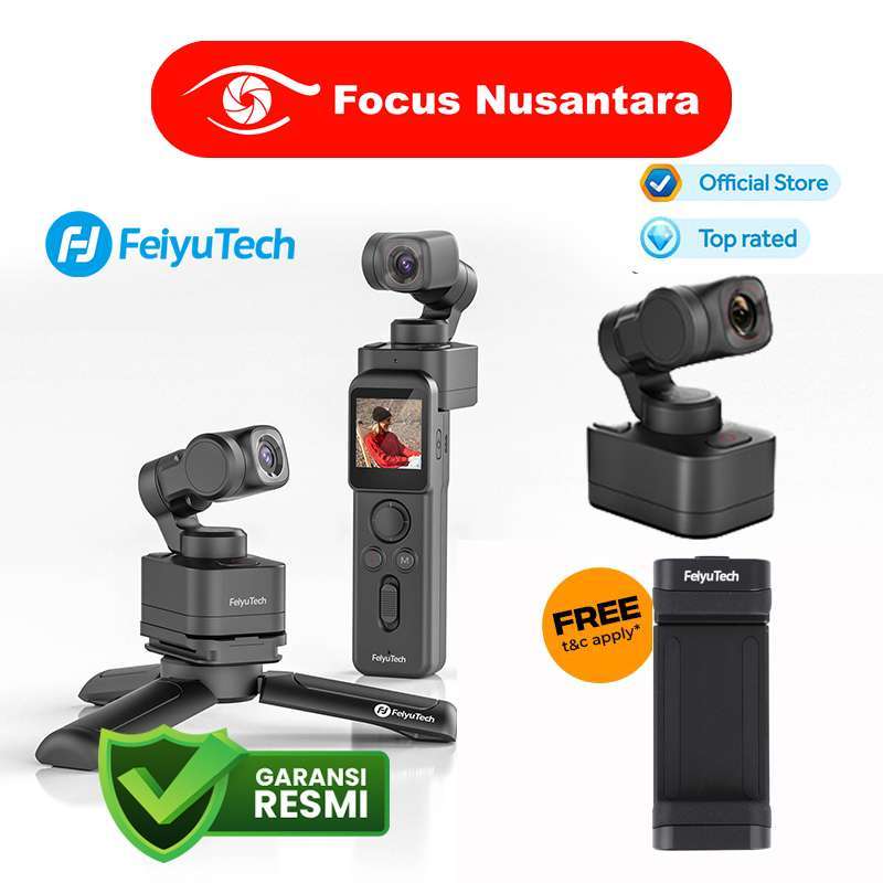 FOCUS NUSANTARA FEIYU Pocket Stabilized Camera Kit 4K 3-Axis Gimbal  Camera Feiyutech Action Cam RESMI