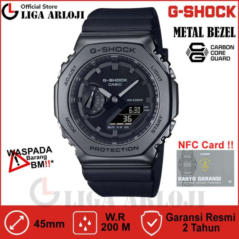 Casio G-Shock GM-2100BB-1ADR Jam Tangan Pria GSHOCK GM2100 GM-2100BB-1  CASIOAK METAL BLACK GM2100BB