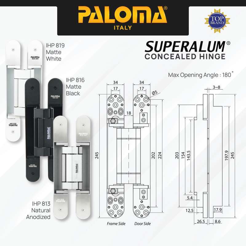 Promo Paloma Engsel Tanam Invisible Concealed Hinge Pintu Jendela Ihp ...