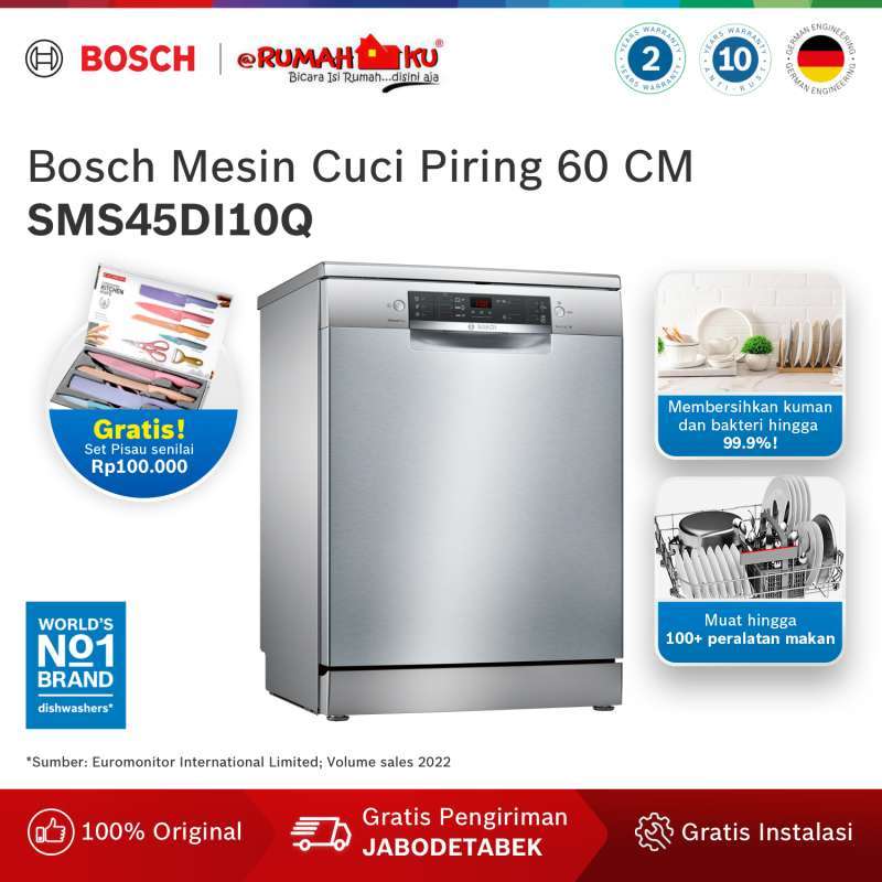 Jual Bosch Sms45di10q Free standing Dishwasher 60cm Seri 2 Silver Inox Di Seller Rumahku Official Store Rumahku reguler Kota Jakarta Barat Blibli
