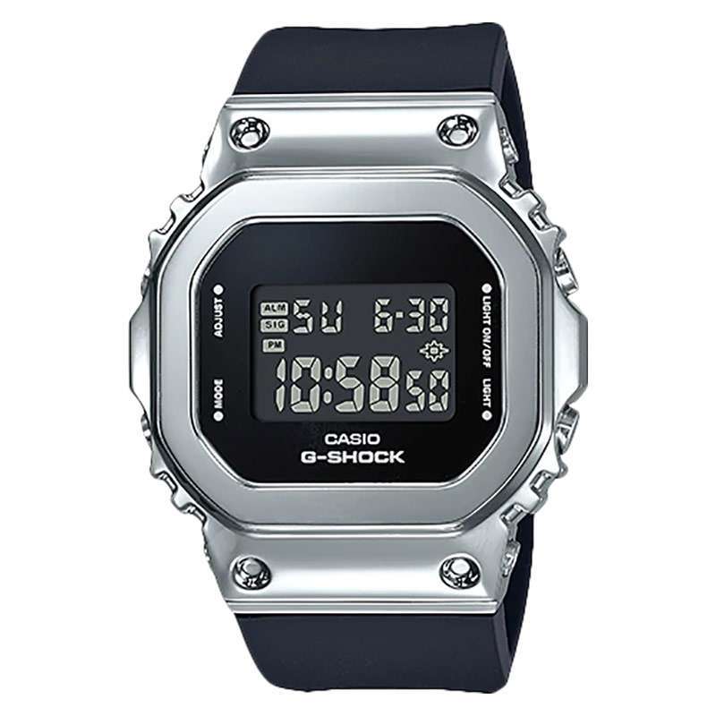Jam Tangan Wanita Casio G-Shock GM-S5600-1DR S Series Metal Square Ladies  Digital Dial Black Resin Band