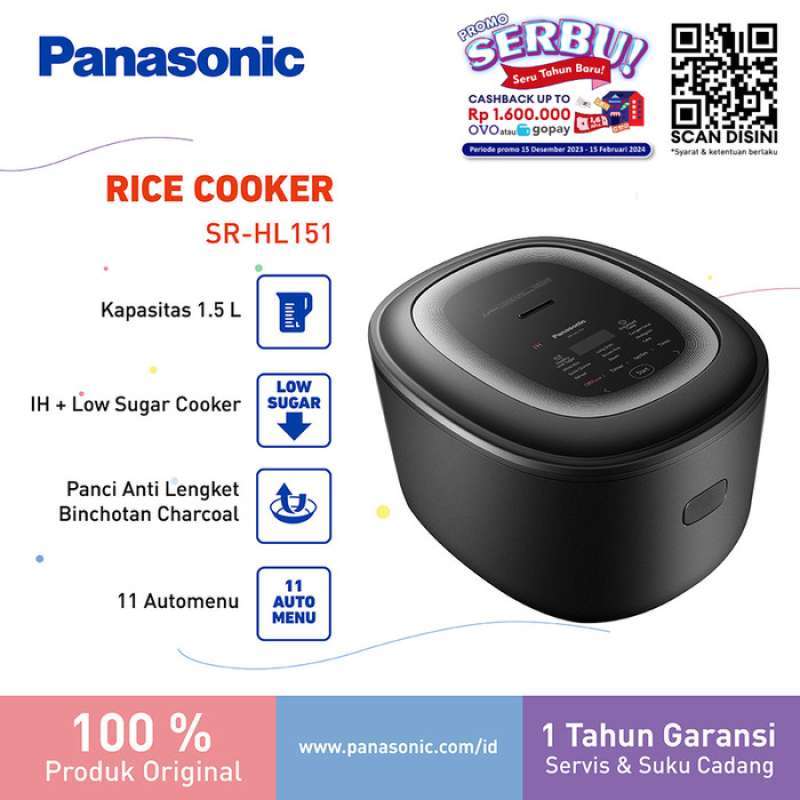 Promo Panasonic SRHL151KSR Rice Cooker Low Sugar Induction [1.5L