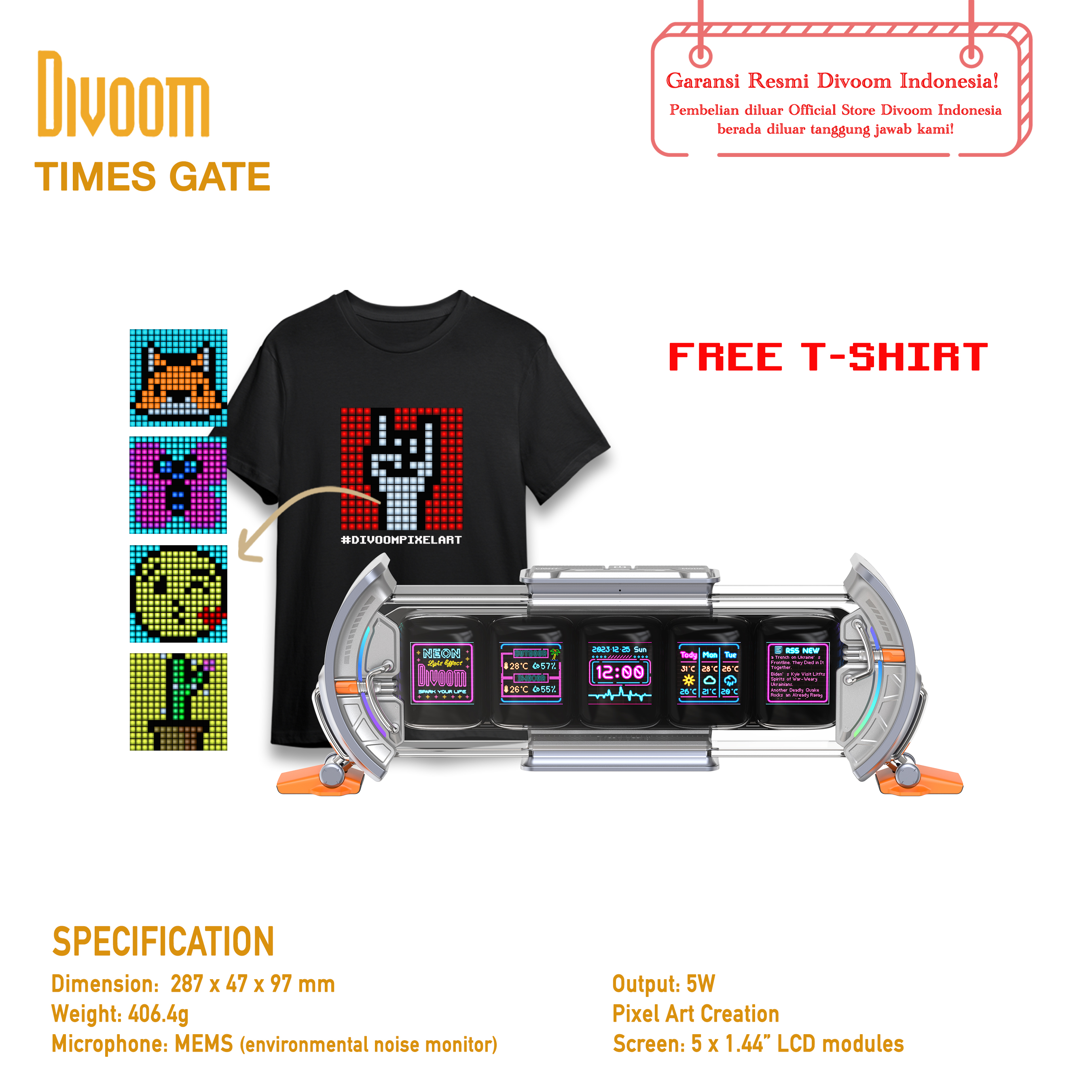 Promo Divoom Times Gate Pixel Art Informative Display Diskon 26% di Seller  Divoom Official Store - Mangga Dua Selatan, Kota Jakarta Pusat