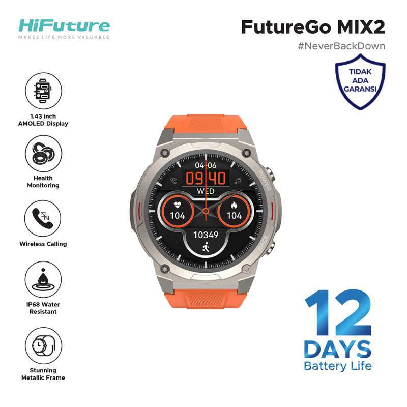 FutureGo Mix2 Wireless Calling Smartwatch AMOLED Display Health  Monitor Metallic Frame IP68