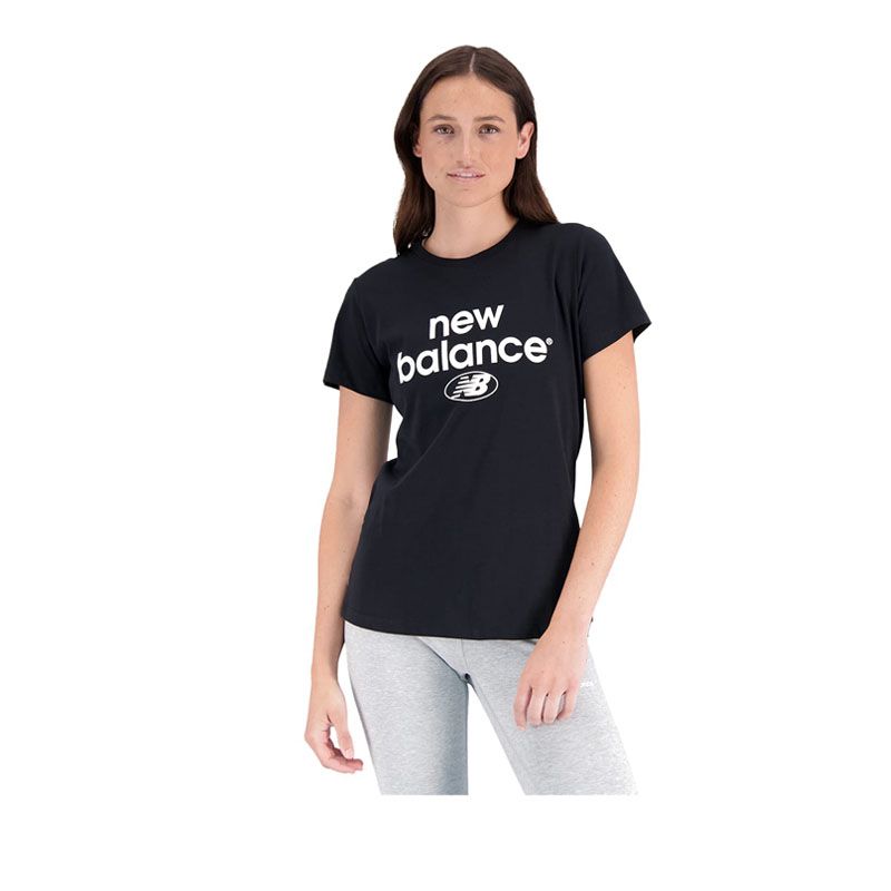New Balance Women Running Essentials Reimagined Archive Cotton Jersey Athletic Fit T Shirt Kaos Lari Wanita NEWWT31507BK