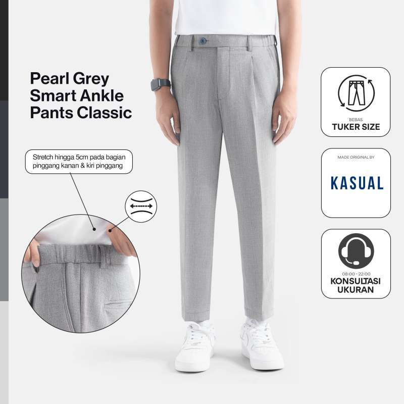 Kasual Celana Pearl Grey Smart Waist Ankle Pant