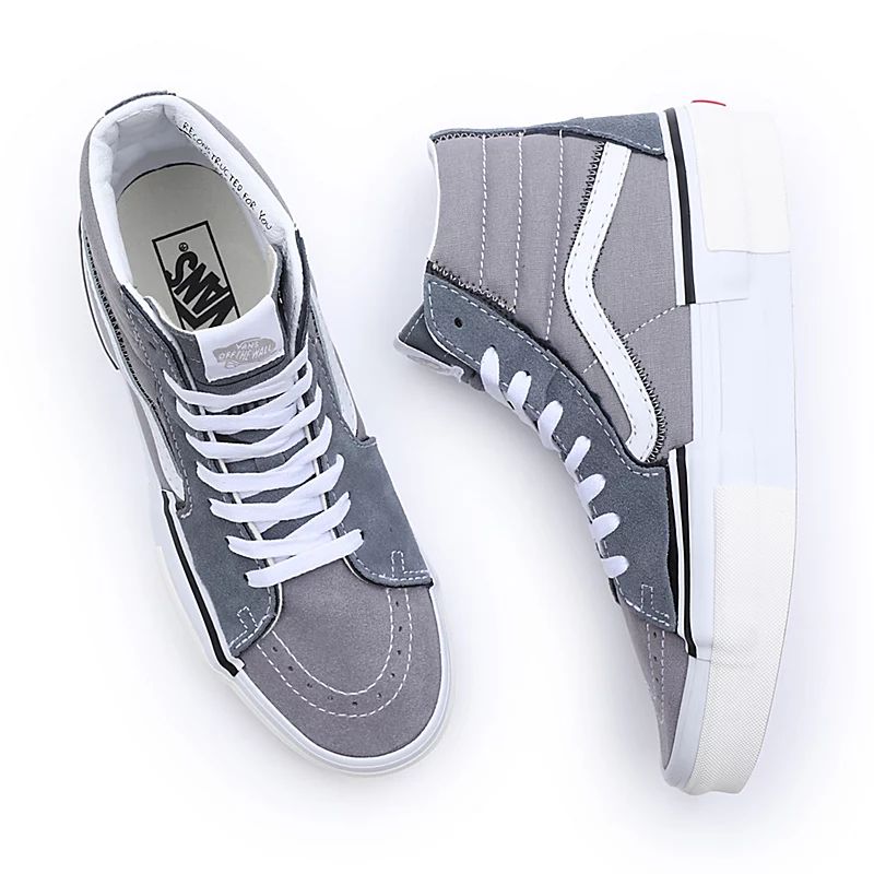 High Top Grey Van Shoes Promo Vans Sk8-hi Reconstruct Sepatu