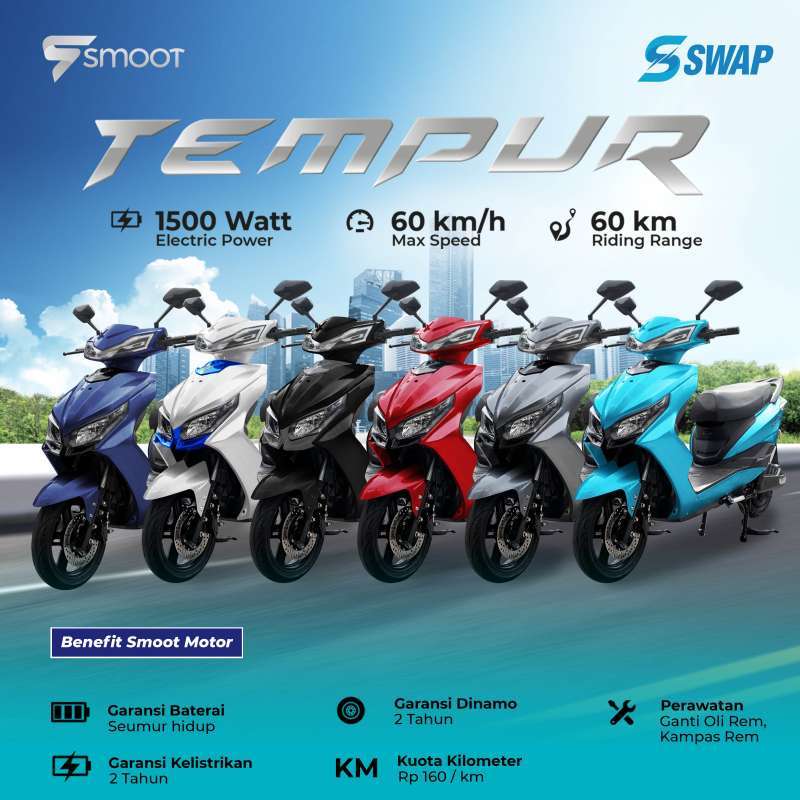 Jual Sepeda Motor Listrik Smoot Tempur Facelift Subsidi Biru Navy
