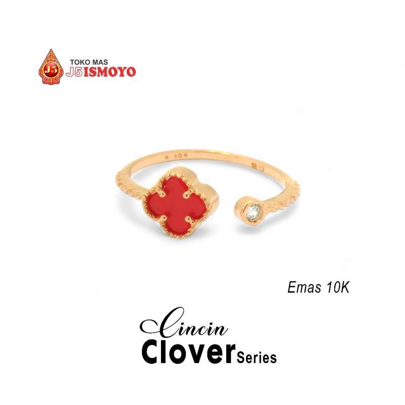 Cincin Emas Asli 10 Karat Clover J5 Ismoyo