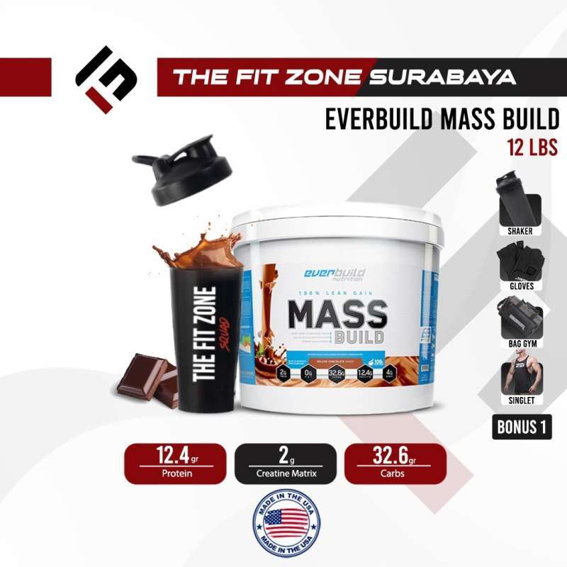 Jual Everbuild Mass Build Gainer 12 Lbs Lean Gain - Wrist Wrap - Vanila ...