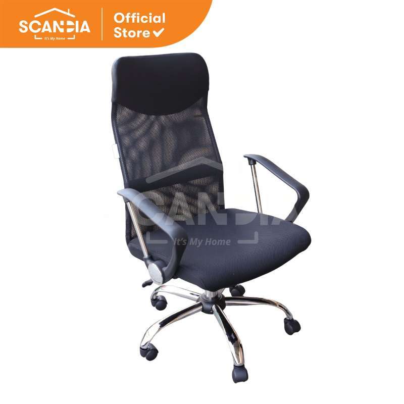 SCANDIA Office Chair Kursi Kantor Putar Billum 65x66x107Cm Black Hitam
