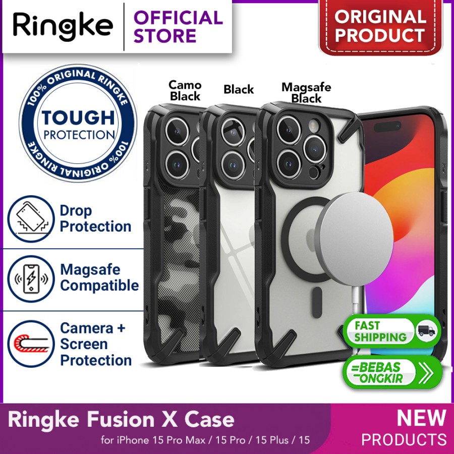 Jual Ringke Fusion-X Case iPhone 15 Pro Max 15 Plus 15 Clear Casing ...