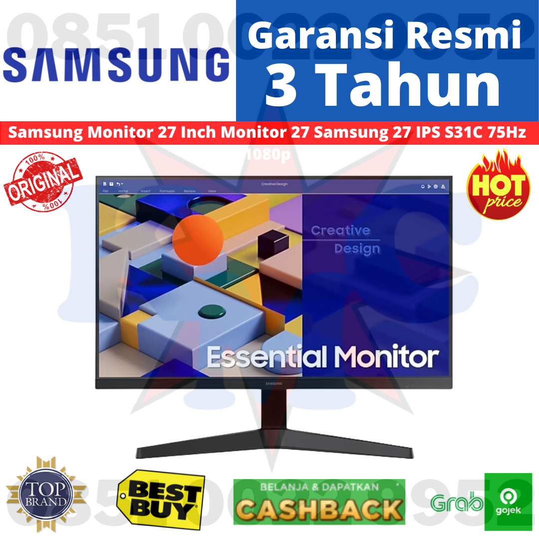 Promo Samsung Monitor 27 Inch Monitor 27 Samsung 27 IPS S31C 75Hz 1080p ...