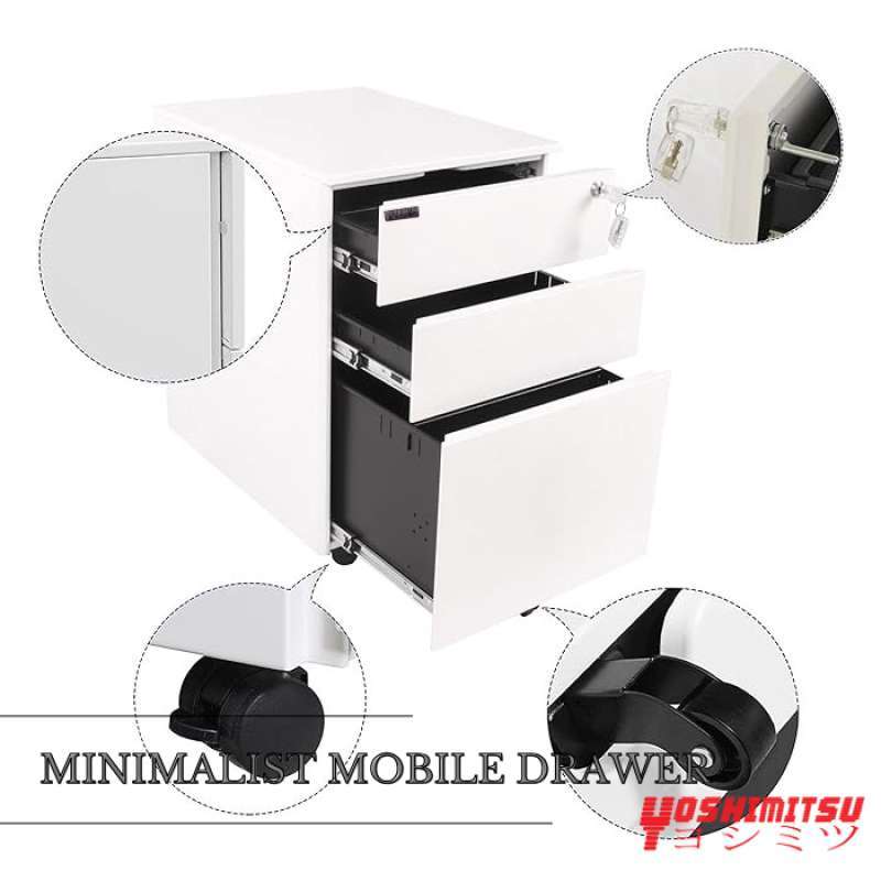 Jual Nakas Kantor Lemari Drawer File Filling Cabinet 3 Laci Besi Roda ...