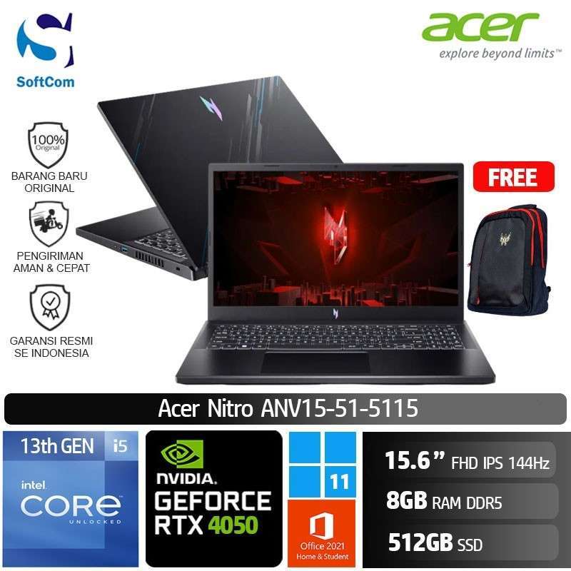 Promo Acer Nitro V 15 Anv15 51 5115 Laptop Gaming [core I5-13420h/8gb ...