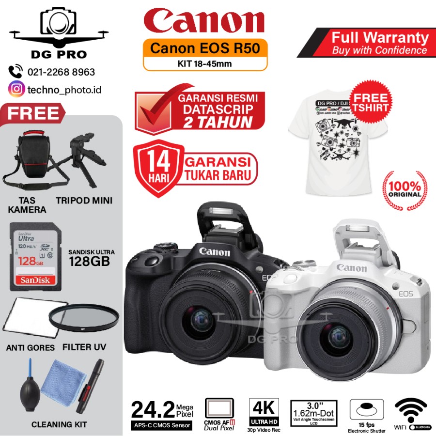 Jual Canon Eos R50 Kit 18-45mm Mirrorless Camera Eos R 50 18-45 Mm ...