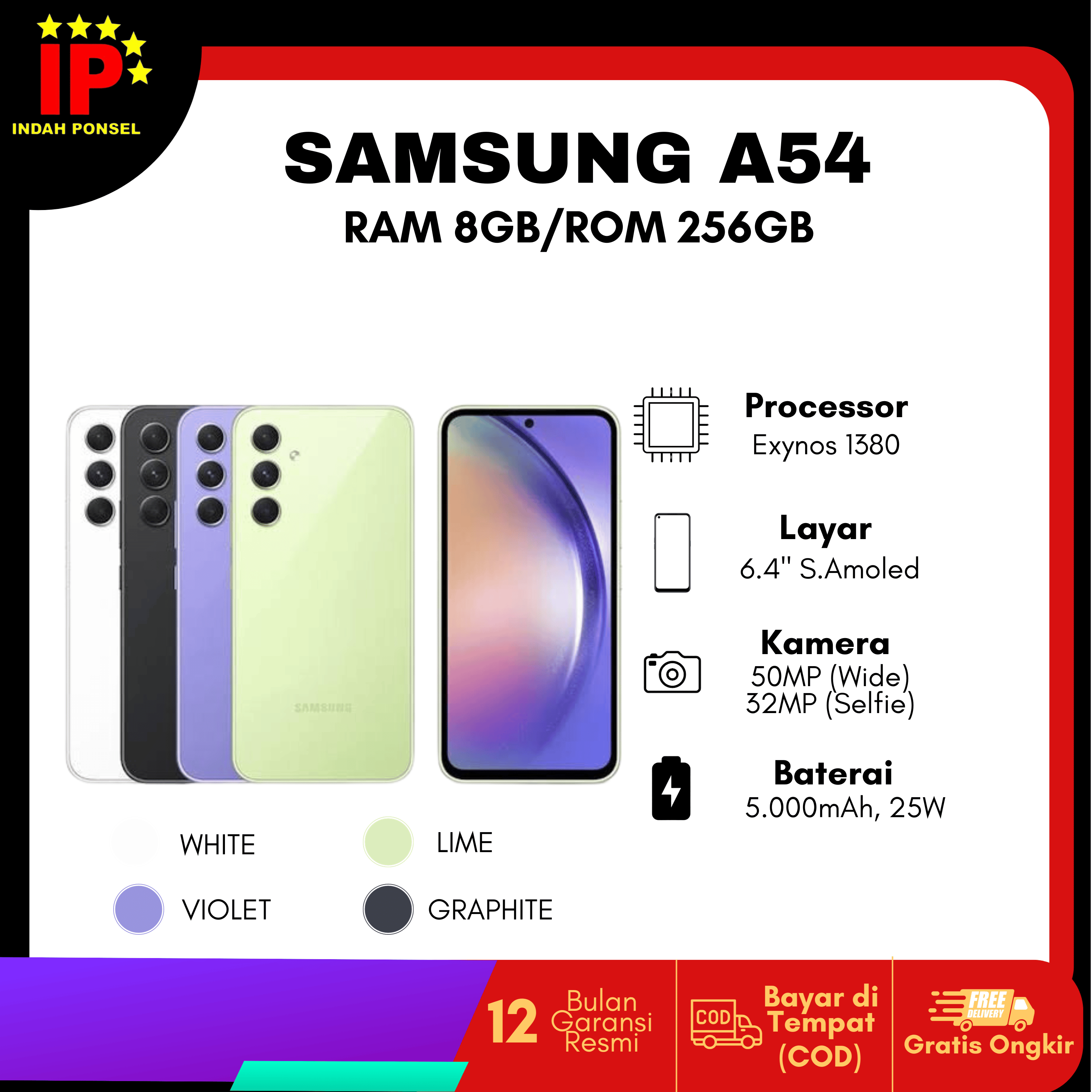 Promo Samsung Galaxy A54 5G RAM 8/256 & RAM 8/128 GARANSI RESMI - 8/128 ...