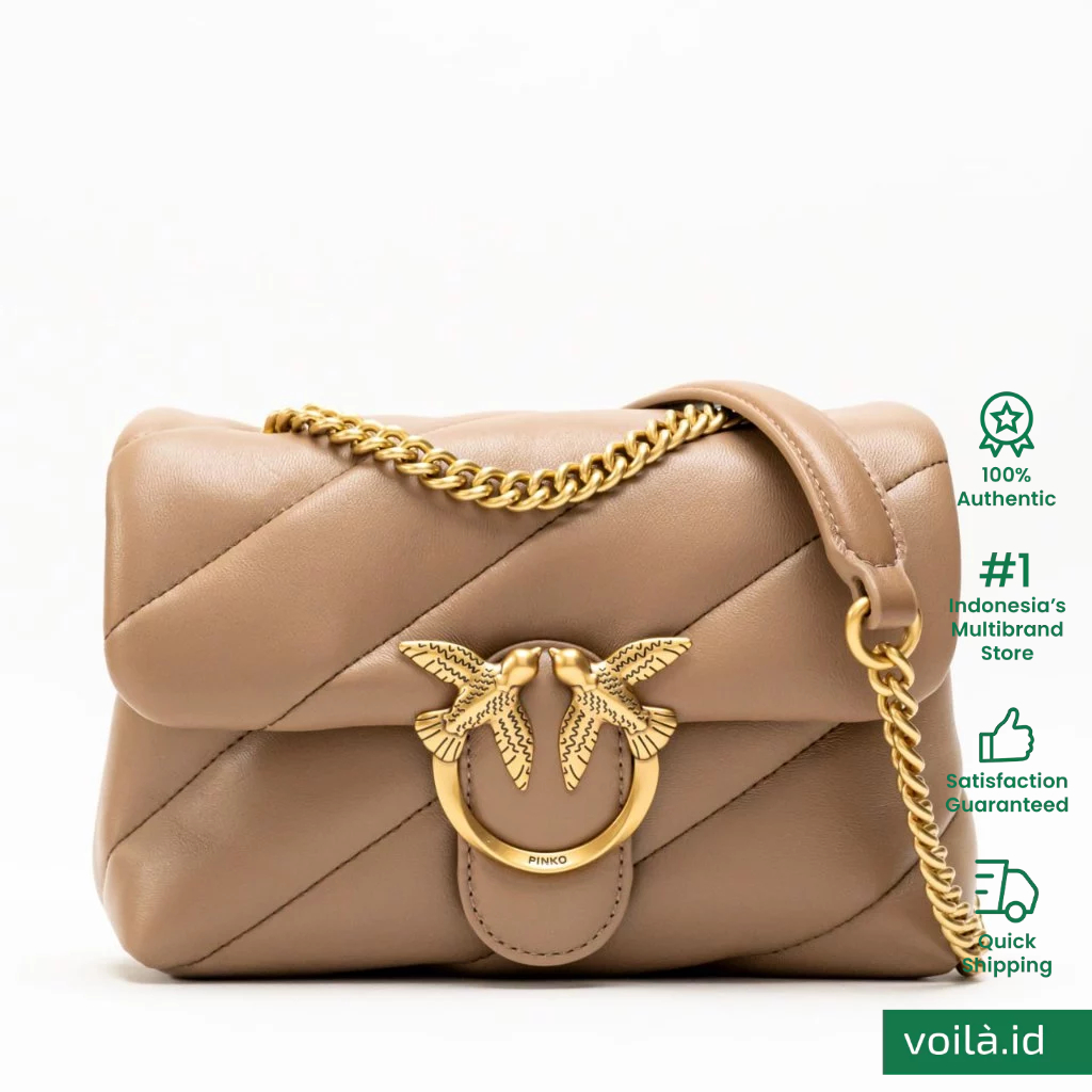 Jual Pinko Baby Love Puff Maxi Quilt Shoulder Bag Ginger Biscuit