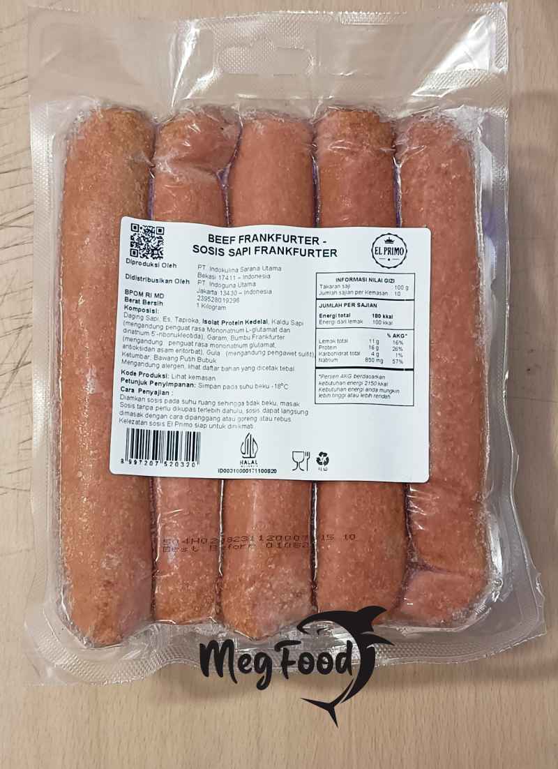 Jual El Primo Beef Frankfurter Sosis Sapi Frankfurter 1 Kg di Seller