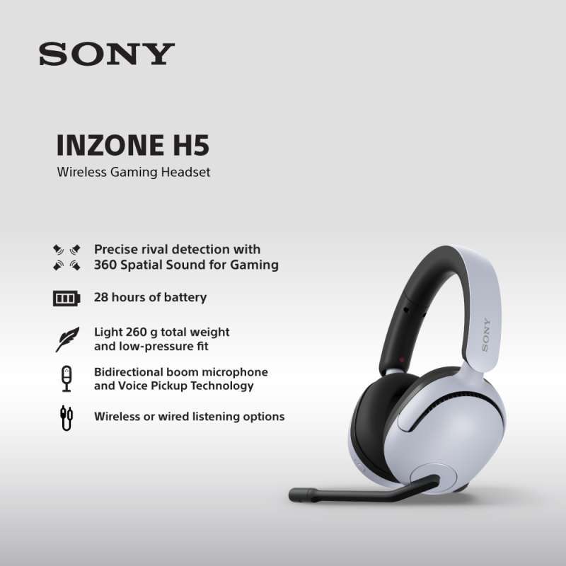 Promo Sony Inzone H5 Wireless Gaming Headset - Black Diskon 26% Di ...