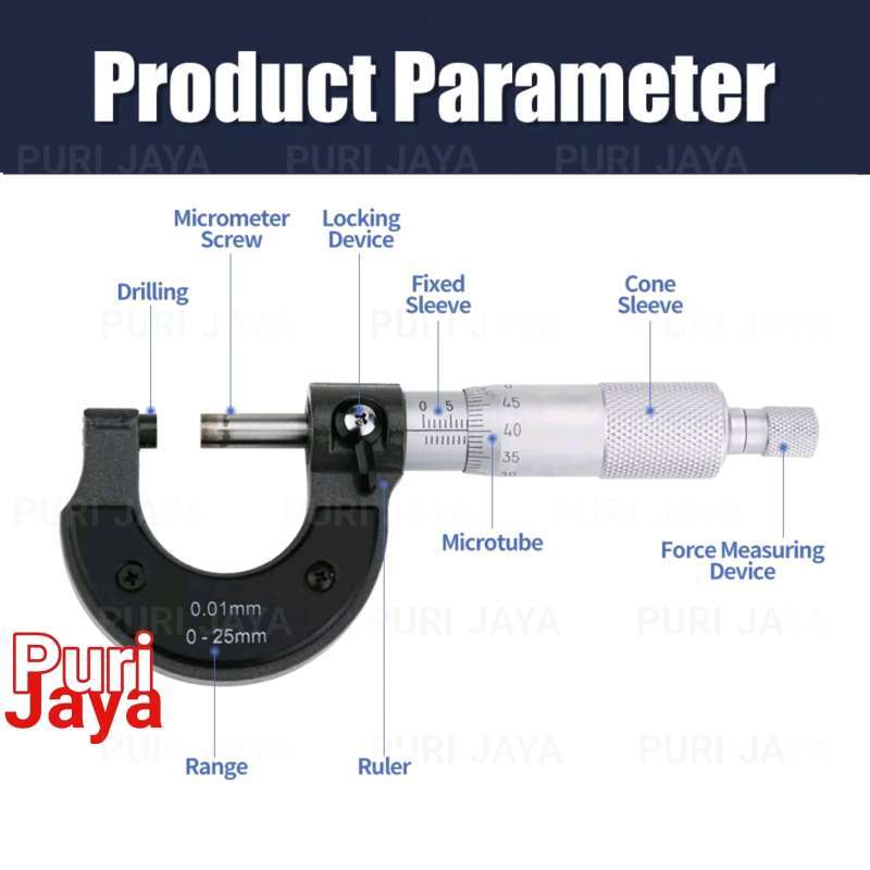 Jual Mikrometer Sekrup 0.01mm 25mm Outside Micrometer Caliper Skrup