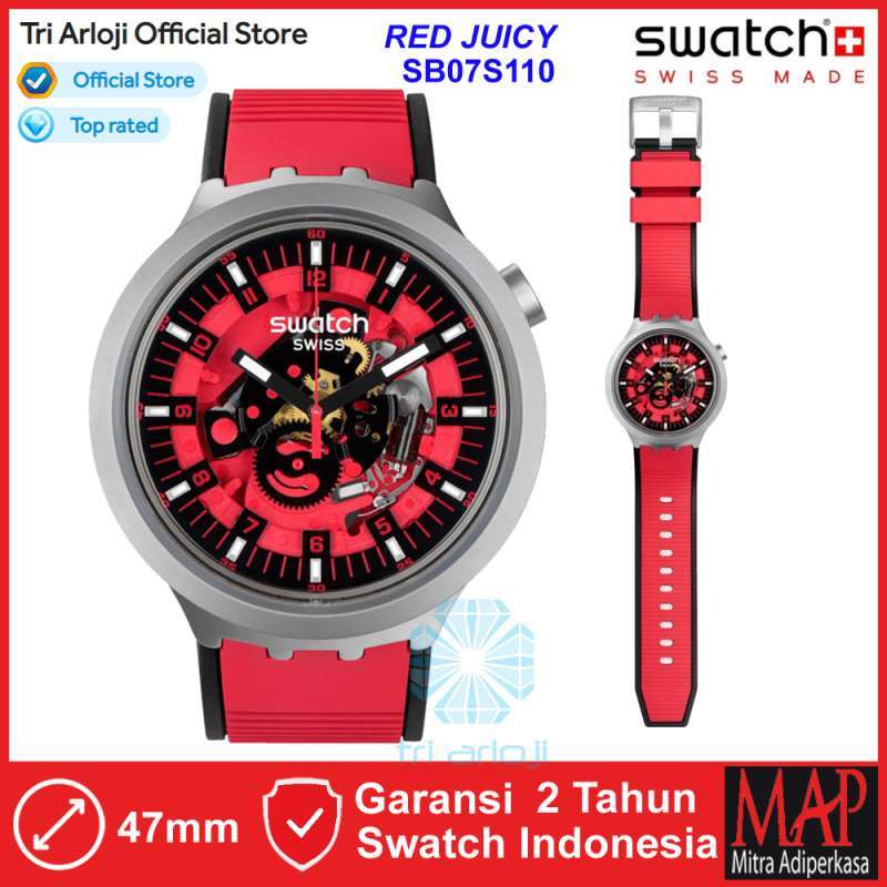 SWATCH SB07S110 RED JUICY IRONY Jam Tangan Pria Analog Stainless Swiss Made