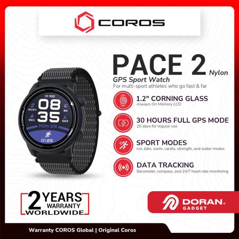 Coros Pace Premium GPS Sport Watch Nylon Band Garansi Resmi Tahun