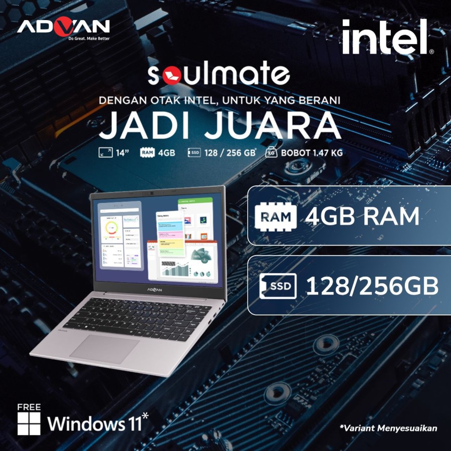 Promo Advan Soulmate Notebook - Grey ( N4020 / 4gb / 128gb Emmc / Uma ...