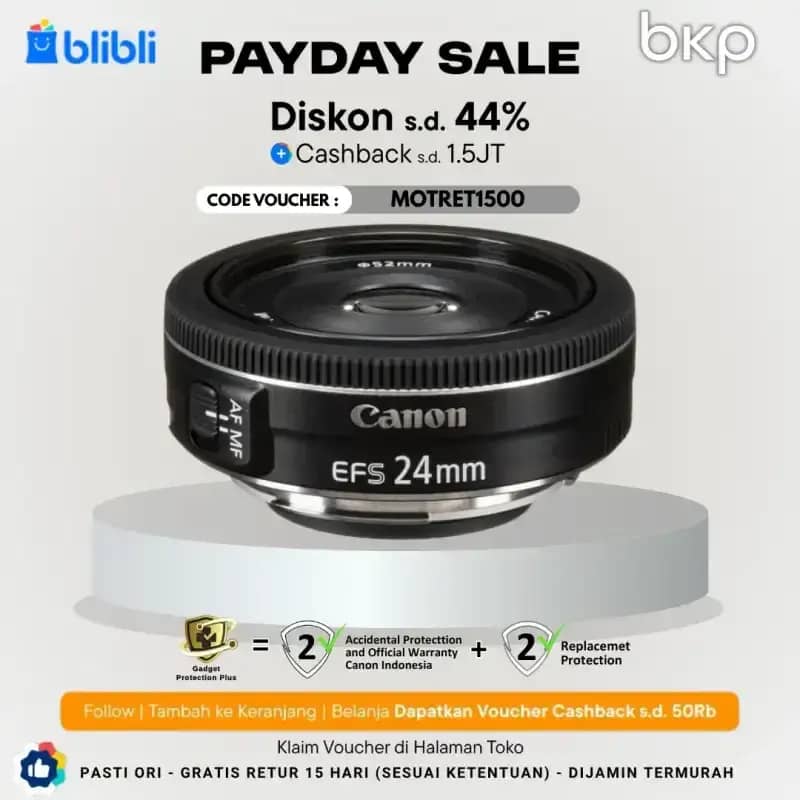 BKP Canon EF-S 24mm STM Lensa Kamera