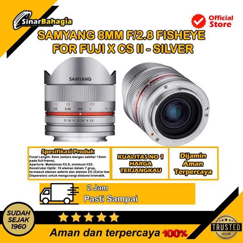 Samyang 8mm Fisheye Lensa Kamera for Fuji X CS II Silver