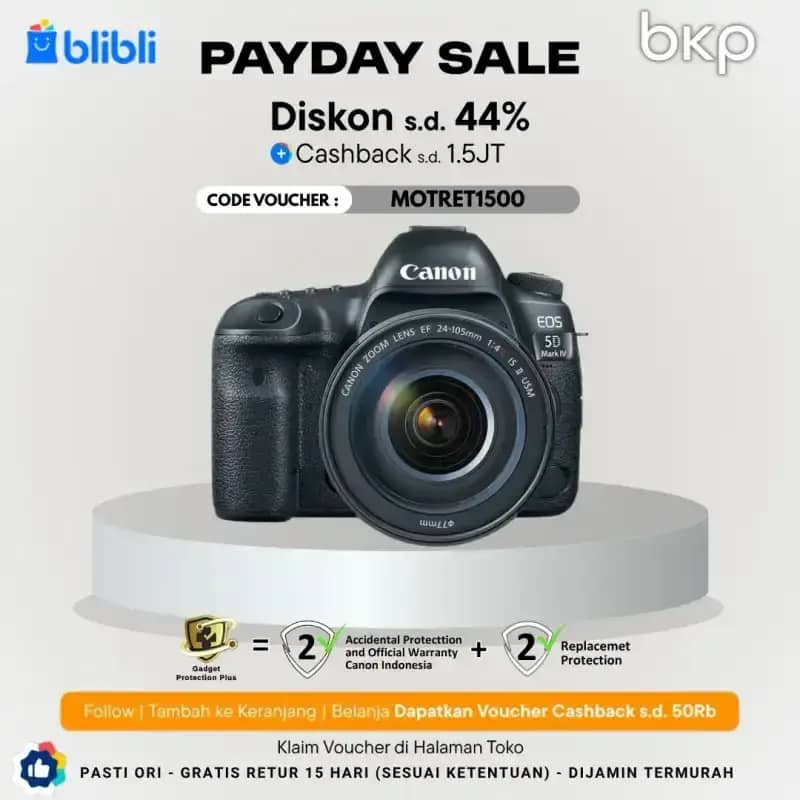 BKP Canon EOS 5D Mark IV Kit 24-105mm F/4 L II Wifi Kamera DSLR