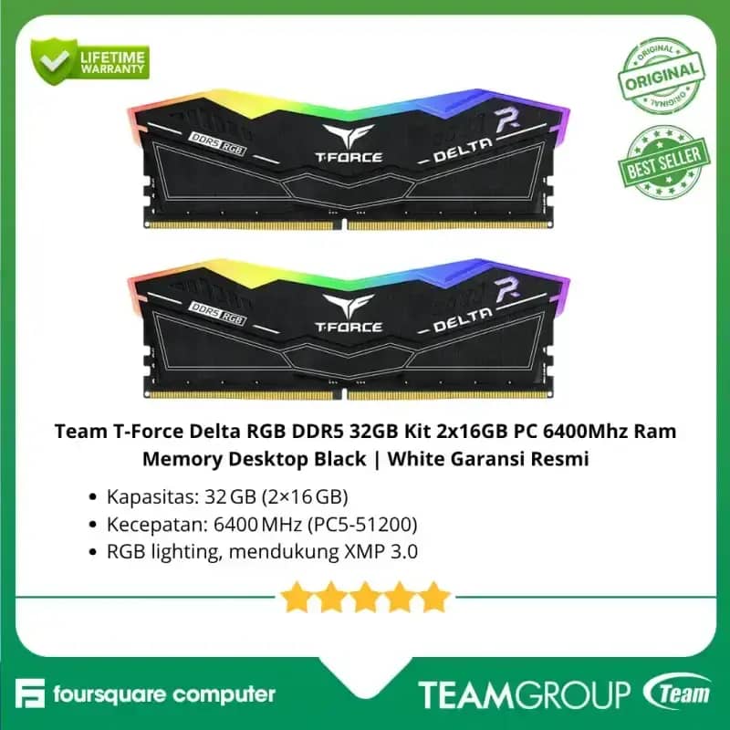TEAMGROUP T-Force Delta RGB DDR5 32GB Kit (2x16GB) 6400MHz (PC5-51200) CL40 Desktop Memory Module Ram (nero) Per Z690 - FF3D532G6400HC40BDC01 - Foto 8