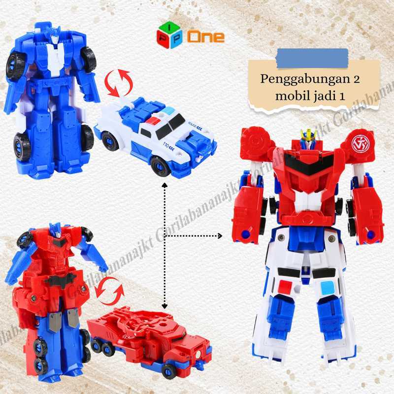 Jual Mainan Anak Transformer Magnetic 2 In 1 Mobil Robot Transformer ...