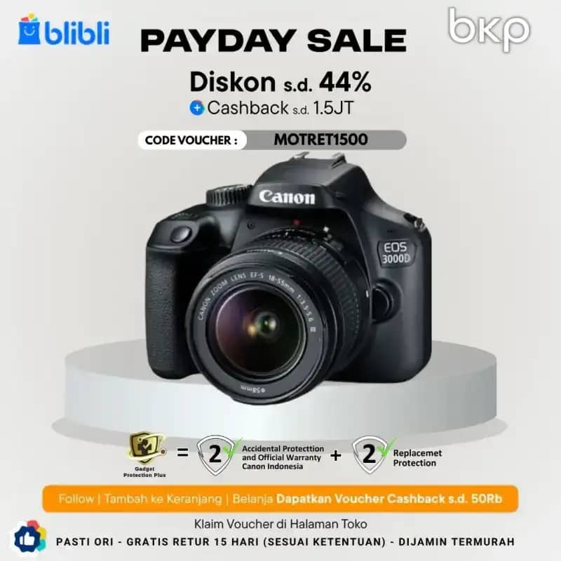 BKP Canon EOS 3000D Kit 18-55mm III Kamera DSLR