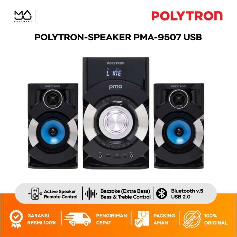 Polytron USB Bluetooth Speaker PMA 9507 for Music Lovers with Extra Bass, Compact Size, and Full Connectivity. Perfect for Home Audio and Light Ambiance