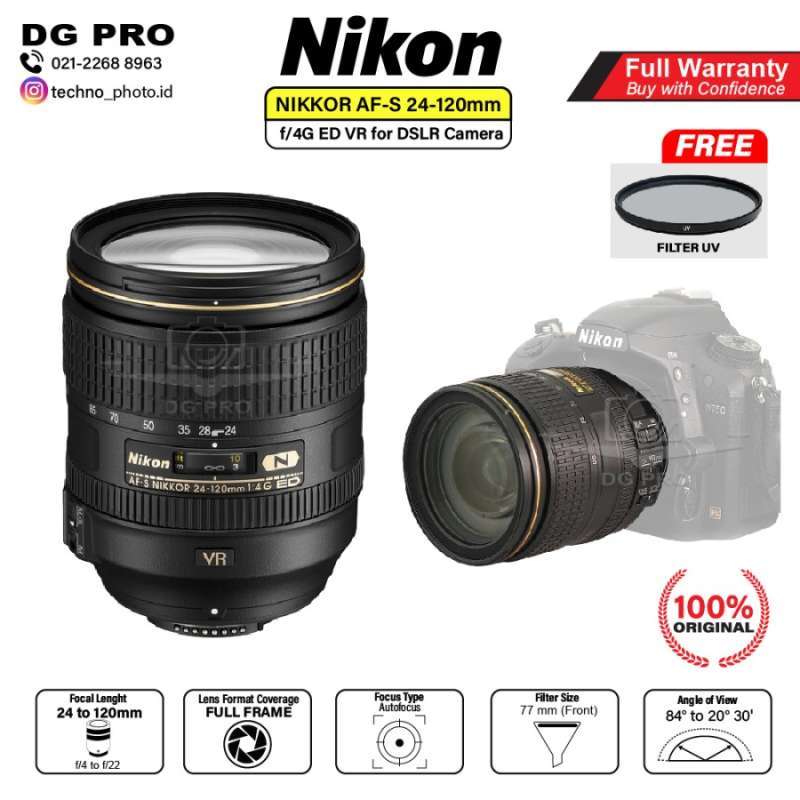 F4 Vr Nikon 24 120 Full Frame Lensa Nikon AF-S NIKKOR 24-120mm F4G ED
