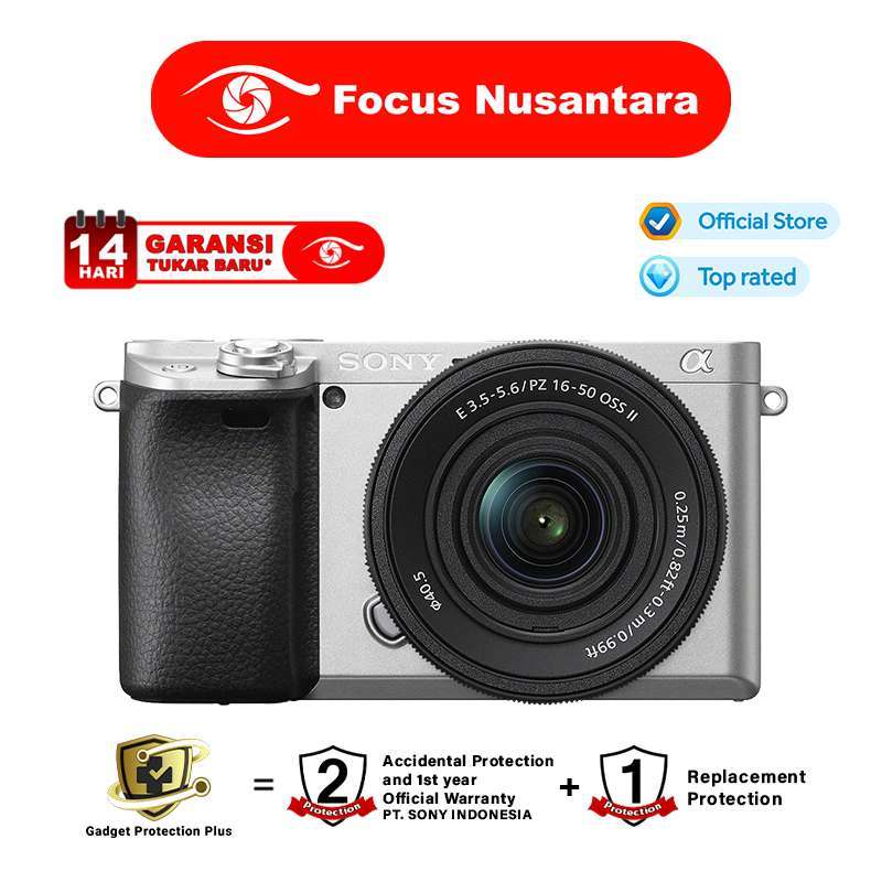FOCUS NUSANTARA SONY Alpha A6400 Kit 16-50mm OSS II (Silver)  Kamera Mirrorless GARANSI RESMI