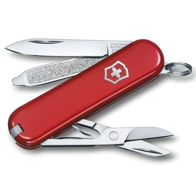 Victorinox Swiss Army 5in1 Classic SD Precious Alox 58 mm  Pisau Saku Lipat dengan Pola Tenun 5in1 Iconic Red