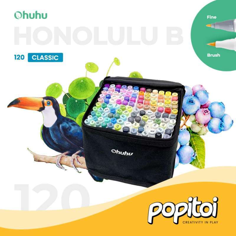 OHUHU Honolulu B 120 Color Dual Tips Brush Fine Chisel Alcohol Art Marker  Touch