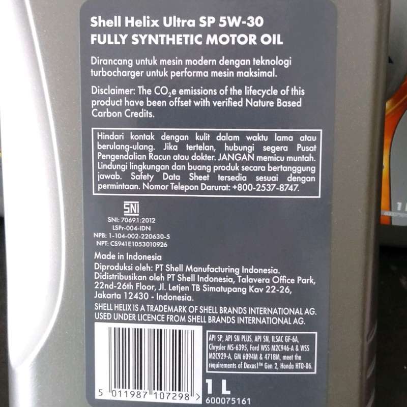 Jual Shell Helix Hx Ultra Sp 5w30 (1l). Fullysynthetic Api Sp, Ilsac Gf ...