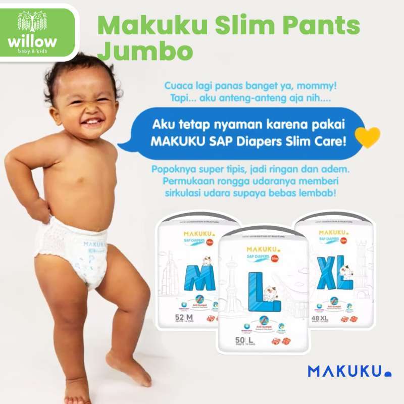 Jual Diaper Bayi Makuku Slim Pants Jumbo Pack L50 Di Seller