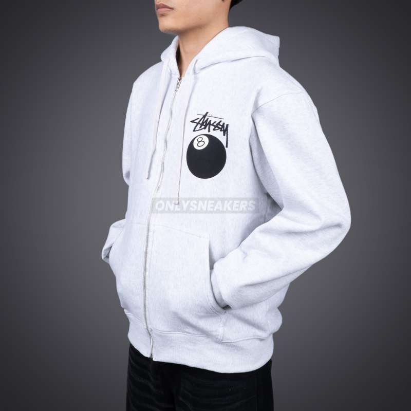 Jual Stussy 8 Ball Zip Ash Heather Hoodie (100% Authentic