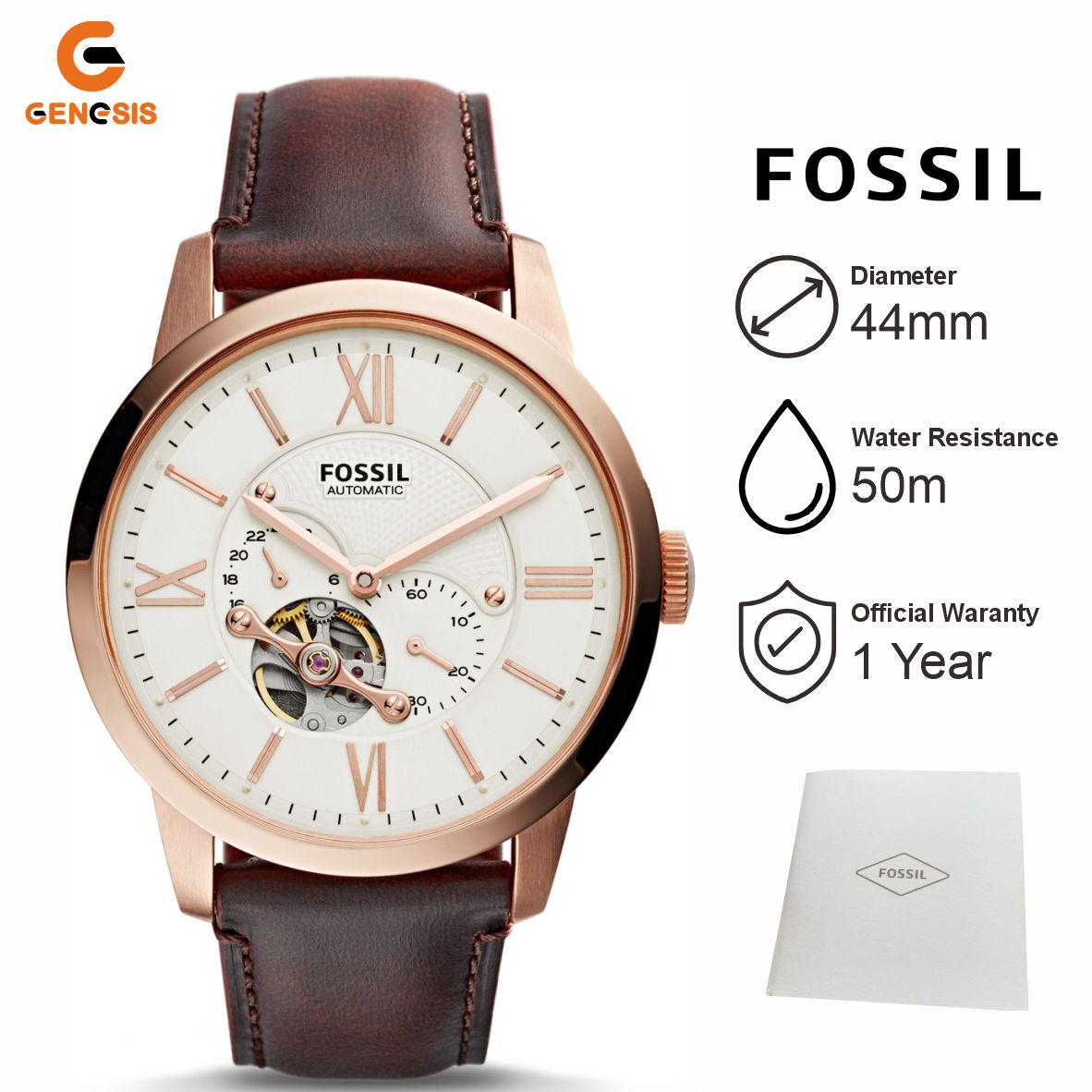Promo Jam Tangan Pria Fossil Me3105 Automatic Townsman Beige Dial Brown Leather Strap Diskon 75 Di Seller Toko Genesis Surabaya Official Store Toko Genesis Surabaya Kota Surabaya Blibli