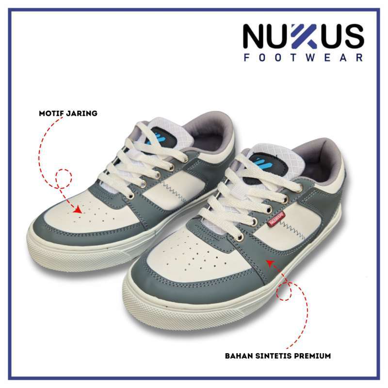 Nukus Sepatu Sneakers Wanita Pendek Tali Putih Abu NKTW 01 Abu