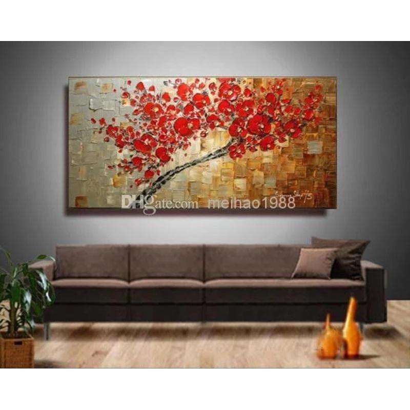 Jual Lukisan bunga timbul pajangan ruang tamu hiasan dinding aesthetic