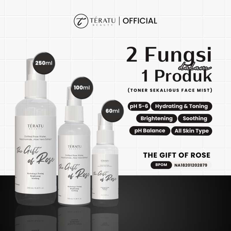 TERATU BEAUTY The Gift of Rose Soothing Brightening Toner Spray  (Mencerahkan Melembabkan Menenangkan Mengembalikan PH Normal Kulit Wajah)